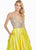 Ashley Lauren - 1389 Crystal Beaded V-Neck Satin Gown In Yellow