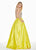 Ashley Lauren - 1389 Crystal Beaded V-Neck Satin Gown In Yellow