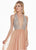 Ashley Lauren - 1391 Crystal Crusted Plunging Halter Chiffon Gown In Pink and Gold
