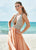 Ashley Lauren - 1391 Crystal Crusted Plunging Halter Chiffon Gown In Pink and Gold