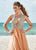 Ashley Lauren - 1391 Crystal Crusted Plunging Halter Chiffon Gown In Pink and Gold