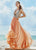 Ashley Lauren - 1391 Crystal Crusted Plunging Halter Chiffon Gown In Pink and Gold
