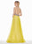 Ashley Lauren - 1391 Crystal Crusted Plunging Halter Chiffon Gown In Yellow