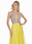 Ashley Lauren - 1391 Crystal Crusted Plunging Halter Chiffon Gown In Yellow
