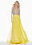 Ashley Lauren - 1391 Crystal Crusted Plunging Halter Chiffon Gown In Yellow