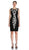 Theia - 882057 Sleeveless Animal Print Ponte Sheath Dress in Silver