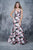 Nina Canacci - 1393 Floral Print Deep V-neck Mermaid Dress In Black and Print