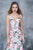 Nina Canacci - 1393 Floral Print Deep V-neck Mermaid Dress In White and Print