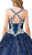Dancing Queen - 1396 Embellished Plunging V-neck Ballgown In Blue