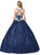 Dancing Queen - 1396 Embellished Plunging V-neck Ballgown In Blue