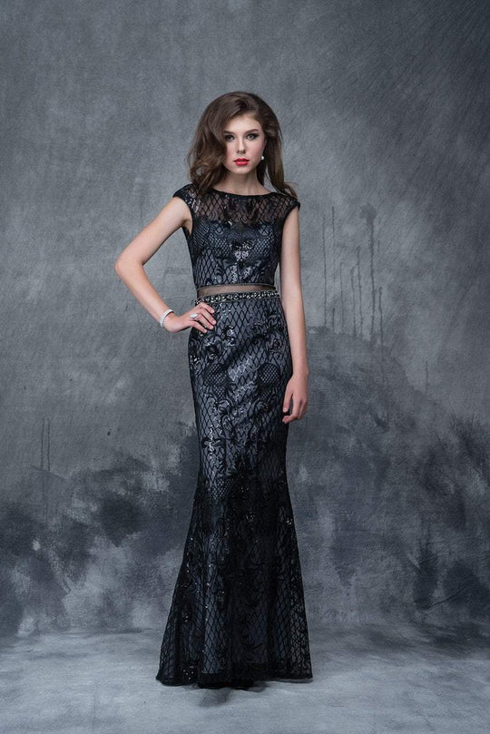 Nina Canacci - 1396 Charming Sheered Mermaid Evening Gown In Black
