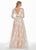 Ashley Lauren - 1396 Embroidered Long Sleeve Bateau A-line Dress In White and Neutral