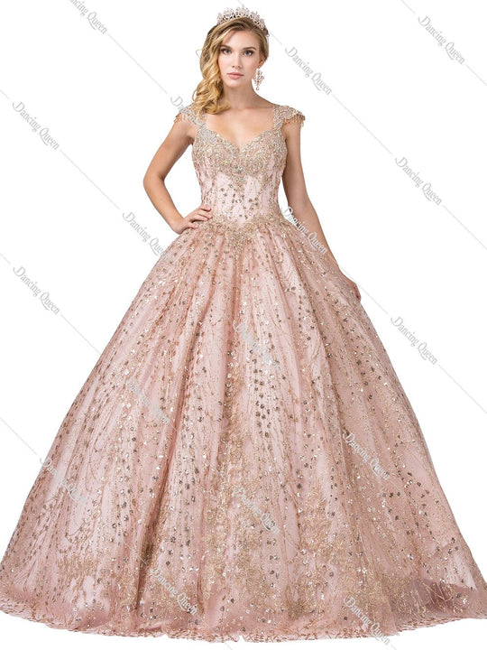 Dancing Queen - 1397 Sweetheart Bodice Gold Accented Ballgown  In Pink