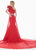 Ashley Lauren - 1398 Ruffle Accented Asymmetrical Overskirt Gown In Red