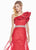 Ashley Lauren - 1398 Ruffle Accented Asymmetrical Overskirt Gown In Red