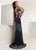 Jasz Couture - 1399 Beaded Sweetheart Sheath Dress with Cutotus In Blue