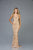 Scala - 48936 Bead Embellished Scoop Sheath Gown In Pink and Gold