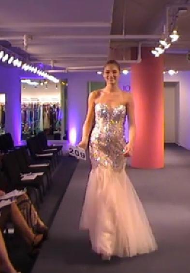 Elegant Strapless Evening Gown in Crystal Embellishments 93579