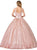 Dancing Queen - 1400 Ornate Plunging V-neck Ballgown In Pink and Gold