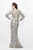 Primavera Couture - Long Sleeve Luxurious Floral Sequined Long Sheath Gown  1401 in Neutral and Multi-Color