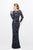 Primavera Couture - Long Sleeve Luxurious Floral Sequined Long Sheath Gown  1401 in Blue and Multi-Color