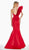 Ashley Lauren - 1401 One Shoulder Ruffle Satin Mermaid Dress In Red