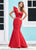 Ashley Lauren - 1401 One Shoulder Ruffle Satin Mermaid Dress In Red