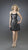 La Femme - Simple Evening Mini Dress with Bubble Skirt 14021 in Black and Silver