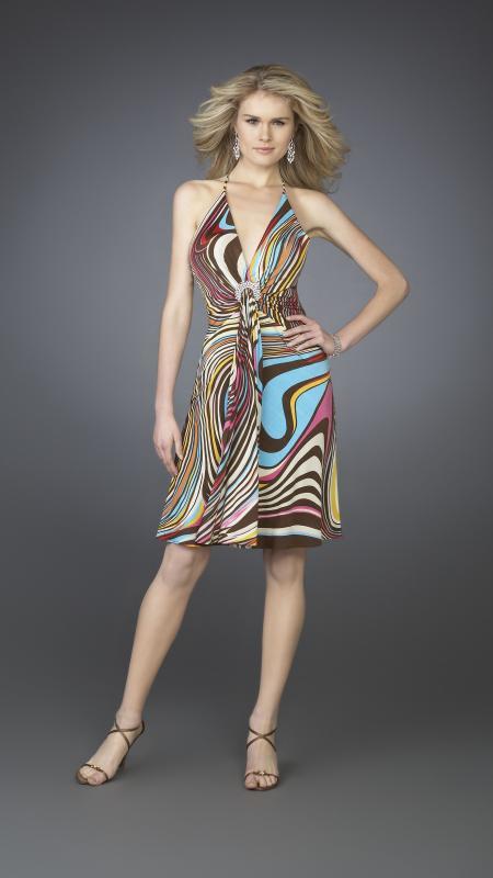La Femme - Elegant Short Multi-Colored Dress 14027 In Multi-Color