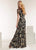 Jasz Couture - 1402 Gilded Illusion Neck Sheath Dress In Black and Gold