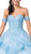 Dancing Queen - 1404 Strapless Sweetheart Tiered Scallop Hem Ballgown In Blue