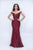 Nina Canacci - 1404 Deep Off Shoulder Sequined Sheath Gown In Red