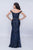 Nina Canacci - 1404 Deep Off Shoulder Sequined Sheath Gown In Blue