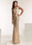 Jasz Couture - 1404 Embellished Bateau Sheath Dress In Neutral
