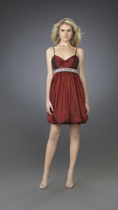 La Femme - Ribbon Accented Sweetheart Bubble Cocktail Dress 14501 In Red