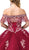 Dancing Queen - 1405 Applique Off-Shoulder Ballgown In Red