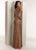 Jasz Couture - 1406 Sequined Asymmetric Neck Sheath Dress In Brown