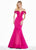 Ashley Lauren - 1410 Draped Plunging Off Shoulder Mermaid Gown In Pink