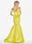 Ashley Lauren - 1410 Draped Plunging Off Shoulder Mermaid Gown In Yellow
