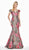 Ashley Lauren - 1411 Cap Sleeve Off Shoulder Metallic Floral Gown In Pink and Multi-Color
