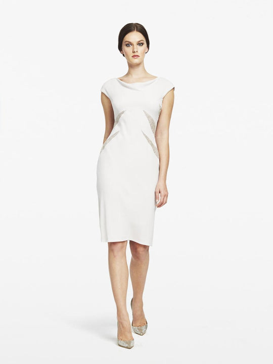 Daymor Couture - Cut Out Bateau Cocktail Dress 152 in White
