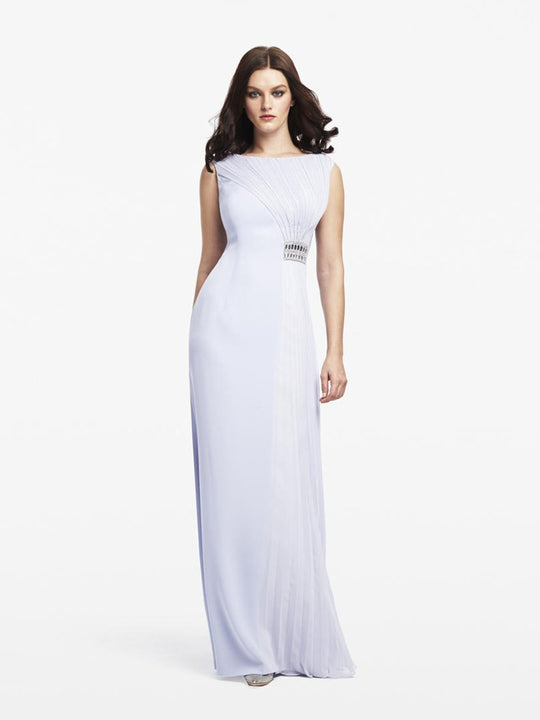 Daymor Couture - Ruched Rhinestone Embellished Gown 164 in Blue