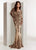 Jasz Couture - 1413 Embellished Sheer Long Sleeve Sheath Dress In Neutral
