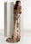 Jasz Couture - 1413 Embellished Sheer Long Sleeve Sheath Dress In Neutral