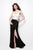 Primavera Couture - 1416 Sleeveless V-Neck Sequined High Slit Gown in Black and White