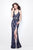 Primavera Couture - 1416 Sleeveless Sequined Long Dress with Slit in Blue