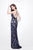 Primavera Couture - 1416 Sleeveless Sequined Long Dress with Slit in Blue