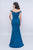 Nina Canacci - 1416 Plunging Off Shoulder High Slit Gown In Blue