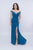 Nina Canacci - 1416 Plunging Off Shoulder High Slit Gown In Blue