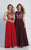 Dave & Johnny - 1417 Intricately Jeweled Illusion Long Gown in Red